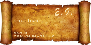 Erni Ince névjegykártya